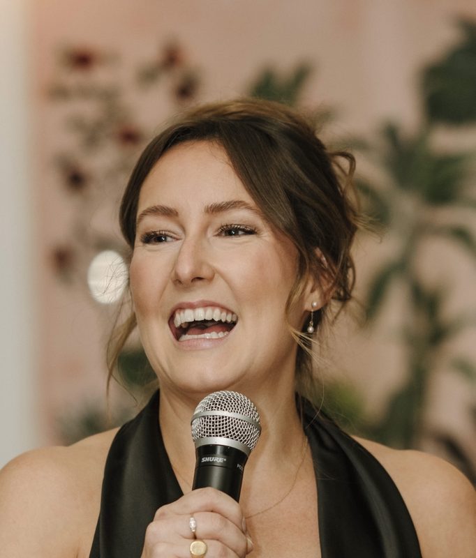 Liz giving a speech